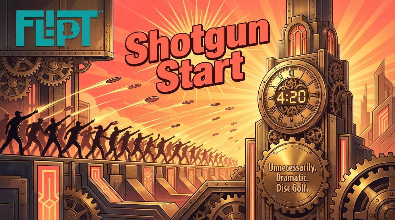 Shotgun start - all players launching simultaneously at golden hour